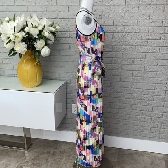 Bar III Colorful Belted Pleated Summer Maxi Dress Size S - Picture 3 of 11